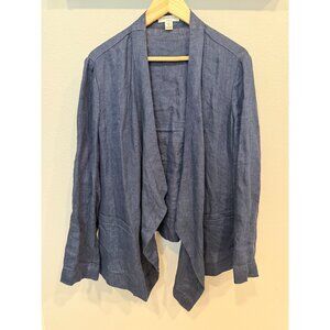 Coldwater Creek Women's Linen Open Cardigan 1X Long Sleeve Lagenlook Coastal
